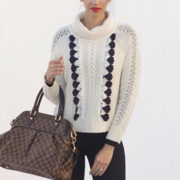 J. Crew Ruffle Front Cable Knit Turtleneck Sweater XS - Picture 3 of 12